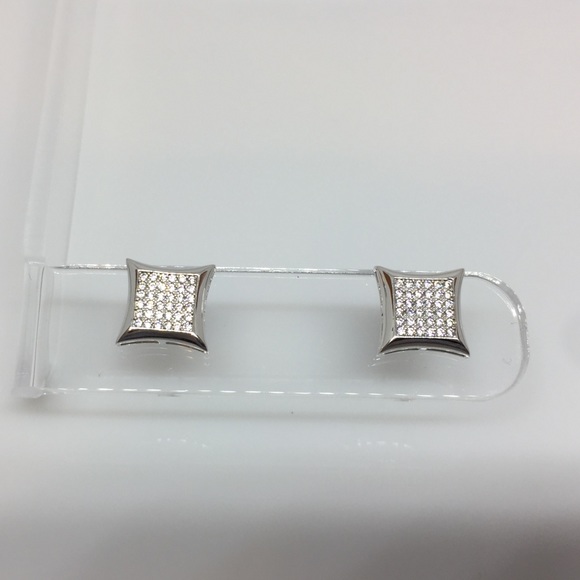 14K Solid Gold Square Micro Pave Stud Earrings